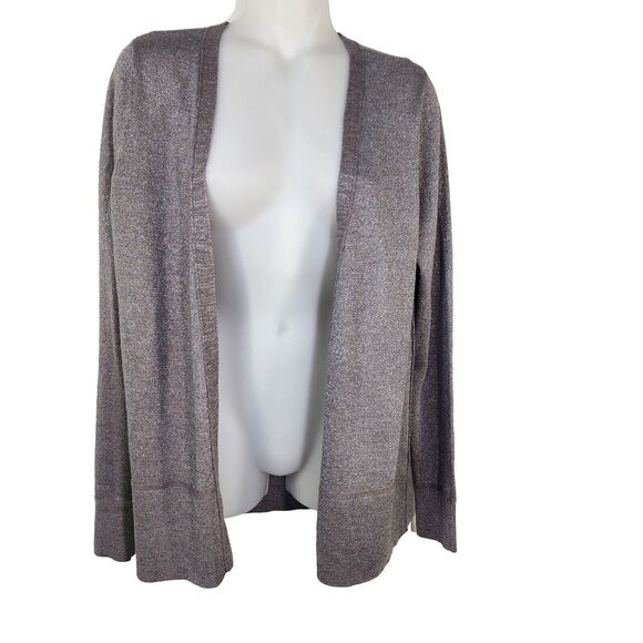 Ann Taylor Loft Womens Cardigan Sweater Small Knit Metallic Silver Wool Open - Picture 1 of 11